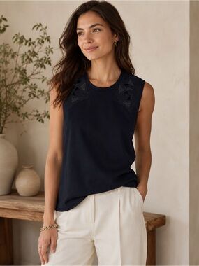 Pepin Navy Sleeveless Blouse/Top Anthropologie